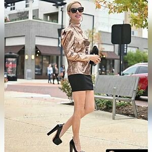 FUTURE COLLECTIVE KAHLANA METALLIC BRONZE LONG SLEEVE BLOUSE NWT PLUS SIZE 3XL